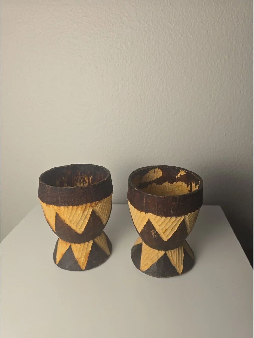 Somali Dhiil Milk Vessel Set Carved African Tribal Wood